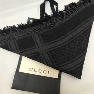 GUCCI Grey GG Survie Monogram GG Scarf Shawl